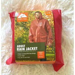 Ozark Trail Adult Rain Jacket S/M Fits 34"-41" Chest Red Front Snap New